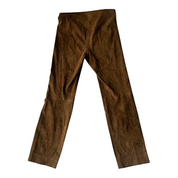 Vince Chocolate Brown Suede Pants Women’s Stretchy Elastic Waist 100% Leather - Picture 4 of 12